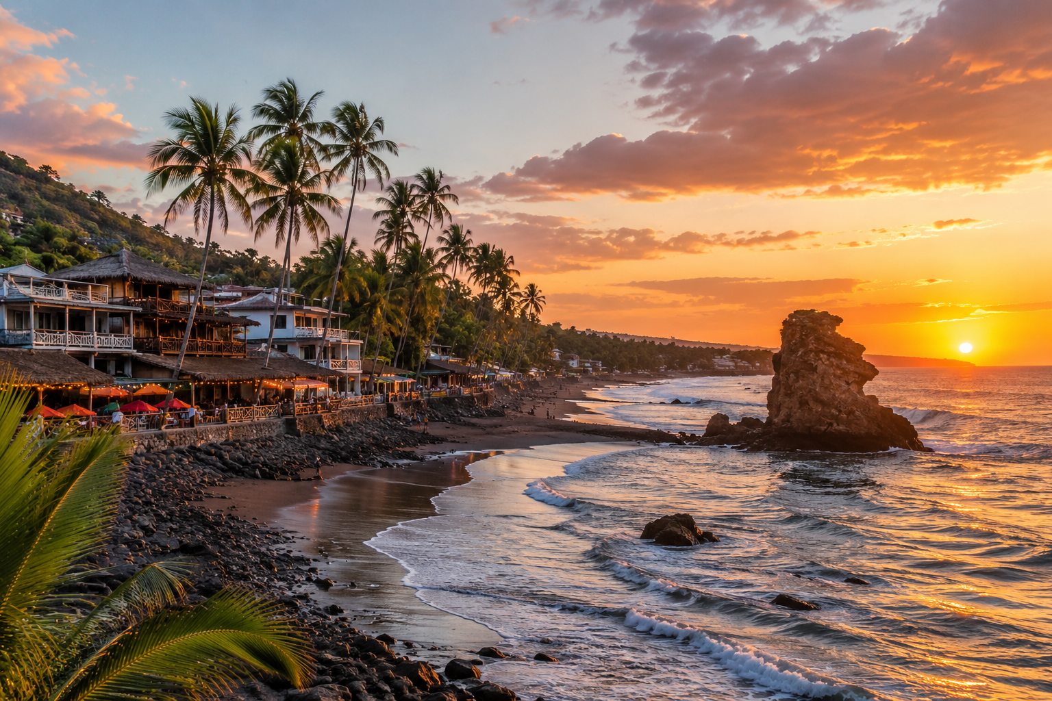 sunset view of el tunco beach in el salvador
