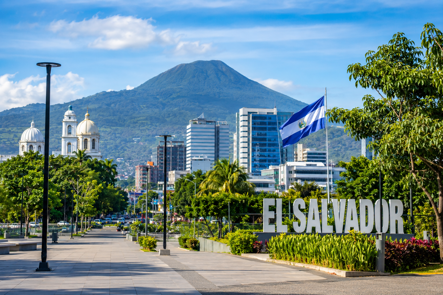Safe tourist areas and modern neighborhoods in El Salvador