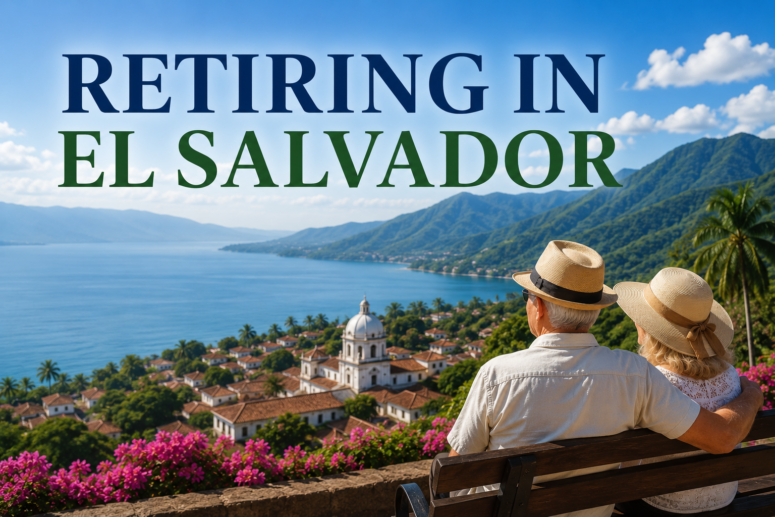 Retired couple enjoying a walk through a colonial town in El Salvador